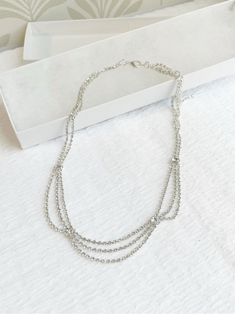 Silver Multi-Strand Crystal Draped Necklace